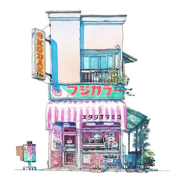夢幻的日本店面！波蘭動畫師虛構(gòu)的水彩畫 -  www.rpnrmr.com