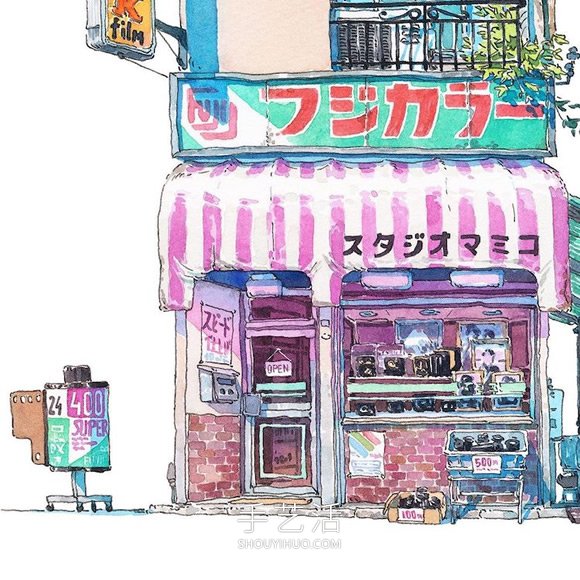 夢幻的日本店面！波蘭動畫師虛構(gòu)的水彩畫 -  www.rpnrmr.com